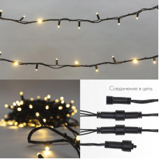 Гирлянда светодиодная Нить 10м 200 LED ТЕПЛЫЙ БЕЛЫЙ черный каучук IP67 постоянное свечение 230В соединяется нужен блок 315-000 NEON-NIGHT