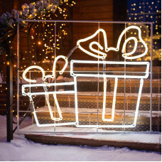 Фигура световая Подарки из гибкого неона 120х120 см, 1680 LED, цвет свечения теплый белый/белый NEON-NIGHT