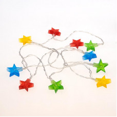 Гирлянда светодиодная Звездочки 1,5 м, 10 LED, прозрачный ПВХ, цвет свечения мультиколор, 2 х АА (батарейки не в комплекте) NEON-NIGHT