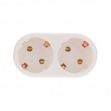 Двойник электрический 16А с/з вертикальный белый REXANT