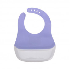 Фартук нагрудный для кормления с жестким карманом, синий с серым HALSA