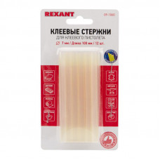 Стержни клеевые Ø7мм, 100мм, прозрачные светящиеся (12 шт/уп), блистер REXANT
