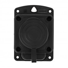 Розетка влагозащищенная с крышкой 1 гнездо, 2Р+РЕ, 230В, с/3, 16А, IP44, каучук, черная PROconnect