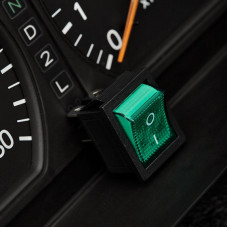 Выключатель клавишный 250V 16А (4с) ON-OFF зеленый  с подсветкой (RWB-502, SC-767, IRS-201-1)  REXANT (в упак. 1шт.)