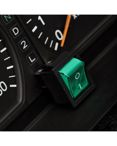 Выключатель клавишный 250V 16А (4с) ON-OFF зеленый  с подсветкой (RWB-502, SC-767, IRS-201-1)  REXANT (в упак. 1шт.)
