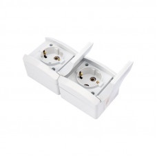 Блок вертикальный 2 розетки (керамика) INDUSTRIAL IP54 с/з, о/у, белый KRANZ