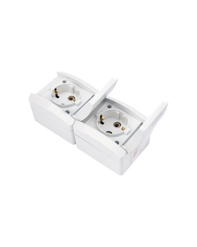 Блок вертикальный 2 розетки (керамика) INDUSTRIAL IP54 с/з, о/у, белый KRANZ