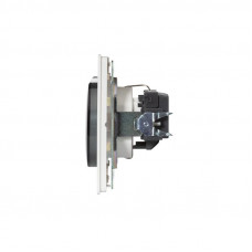 Розетка ROUND 1-ая с/з с/у, со шторками и крышкой 16А перламутр KRANZ