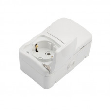 Блок горизонтальный 2 розетки (керамика) Mini OG IP54 с/з, о/у, белый KRANZ