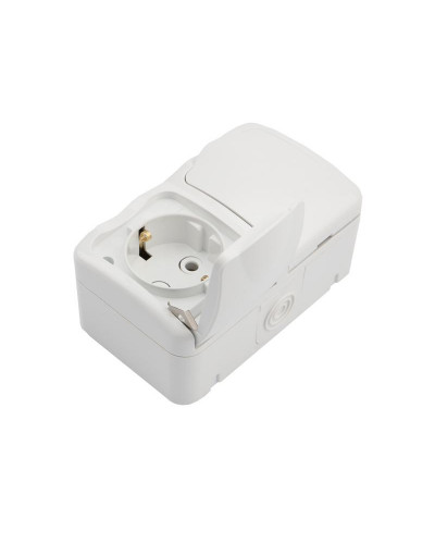Блок горизонтальный 2 розетки (керамика) Mini OG IP54 с/з, о/у, белый KRANZ