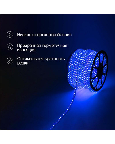 Лента светодиодная 220В, SMD5050, 60 LED/м, Синий, 13х8мм, IP67 NEON-NIGHT