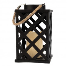 Декоративный фонарь на солнечной батарее 14х14х24 см, черный плетеный корпус, теплый белый цвет свечения NEON-NIGHT