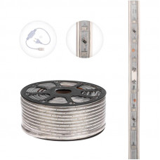 Лента светодиодная 220В, SMD2835, 4,8Вт/м, 60 LED/м, Желтый, 10х7мм, 100м, с кабелем питания, IP67 NEON-NIGHT