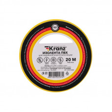 Изолента ПВХ 0,13х15мм, 20м, желтая KRANZ