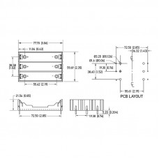 Отсек батарейный Li-ion, 3х18650 (на плату), 1 штука