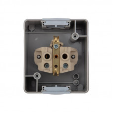 Розетка одноместная (керамика) INDUSTRIAL IP54 с/з, о/у, серая KRANZ