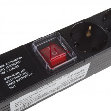 Блок розеток 19', 1U, 16А, 8 розеток, корпус пластик, без шнура питания