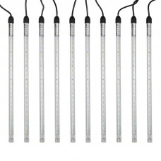 Гирлянда Тающие сосульки комплект 10 шт. х 30см, шаг 100см, 420 LED БЕЛЫЙ, черный каучук, IP65, 24В, соединяется NEON-NIGHT