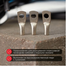 Наконечник медный луженый ТМЛ 6–6–4 (6мм² - Ø6мм) ГОСТ 7386-80 (в упак. 10 шт.) REXANT