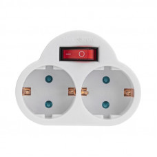 Двойник электрический 16А с/з с выключателем и защитными шторками, белый REXANT