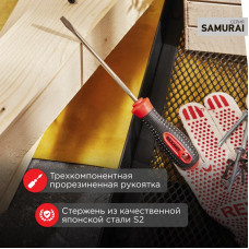 Отвертка шлицевая SL4х100мм, трехкомпонентная рукоятка, сталь S2 REXANT