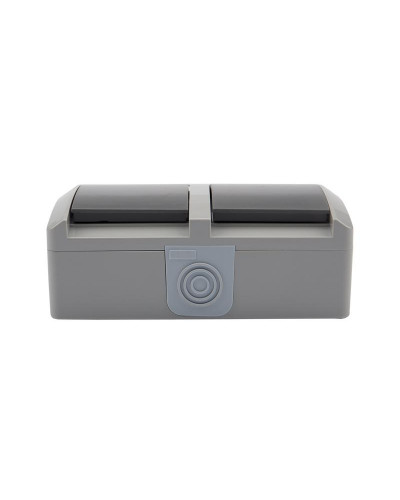 Блок горизонтальный 2 розетки (керамика) INDUSTRIAL IP54 с/з, о/у, серый KRANZ