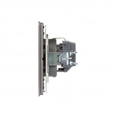 Розетка ROUND 1-ая с/з с/у, со шторками 16А титан KRANZ