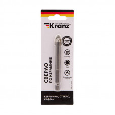 Сверло по стеклу и керамике10 мм, 2 грани, шестигранный хвостовик Kranz