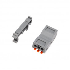 Клемма СМК 222-423D проходная 3-полюсная, с креплением на DIN-рейку (0,08-4 мм²), серая (5 шт./уп.) REXANT