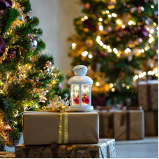 Декоративный фонарь с шариками 12х12х20,6 см, белый корпус, теплый белый цвет свечения NEON-NIGHT