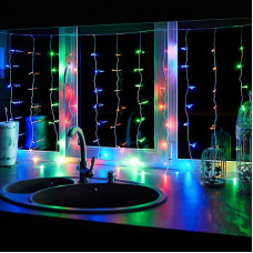 Гирлянда Светодиодный Дождь 1,5х1м, свечение с динамикой, прозрачный провод, 230 В, диоды МУЛЬТИКОЛОР