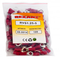 Наконечник кольцевой изолированный ø 5.3 мм 0.5-1.5 мм² (НКи 1.5-5/НКи 1,25-5) красный REXANT