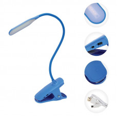 Светильник настольный Click 4Вт, LED, 4000К, диммируемый 3 ступени, заряжаемый, на прищепке, синий REXANT