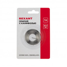 Припой с канифолью, 1м, Ø1мм, (олово 60%, свинец 40%), спираль, блистер REXANT