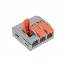 Универсальная клемма СМК 222-613/221-613, 3-проводная серая 0,5-4/6 мм² (25 шт/уп) REXANT