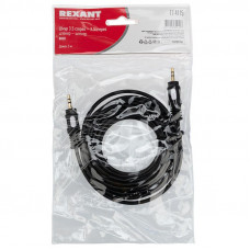 Шнур Стерео 3,5 мм штекер - Стерео 3,5 мм штекер, длина 5 метров (GOLD) REXANT