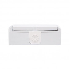 Блок горизонтальный 2 розетки INDUSTRIAL IP54 с/з, о/у, белый KRANZ