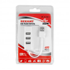 Разветвитель USB на 4 порта белый REXANT