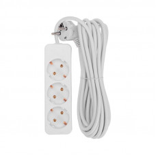 Удлинитель 3 гнезда, 5м, 3х0,75мм², с/з, угловая вилка, белый PROconnect