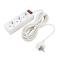 Удлинитель 3 гнезда, 5м, 3х0,75мм², с/з, с кнопкой, белый PROconnect