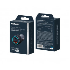 Автомобильное зарядное устройство c двумя портами (USB-C + USB-A) c LED-подсветкой, 68Вт REXANT