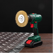 Щетка дисковая для дрели, витая латунированная проволока, 100мм KRANZ