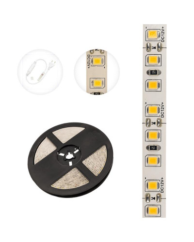Лента светодиодная 12В, SMD2835, 9,6Вт/м, 120 LED/м, 3000K, 8мм, 5м, IP65 LAMPER