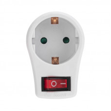 Адаптер сетевой 16А с выключателем, заземлением и защитными шторками, белый REXANT