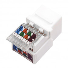 Модуль Keystone Jack RJ-45(8P8C), UTP, CAT 5e, тип 180 градусов, самозажимной, белый REXANT