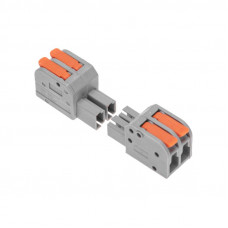 Клемма СМК 222-422R проходная разъемная 2 полюса серая 0,2-2,5/4мм² (50 шт/уп) REXANT