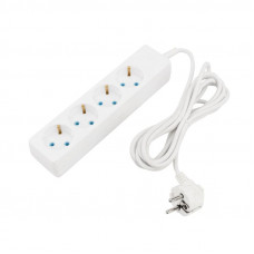 Удлинитель 4 гнезда, 3м, 3х0,75мм², с/з, белый PROconnect