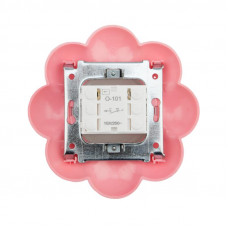 Выключатель одноклавишный HAPPY Цветок с/у, белый/розовый KRANZ