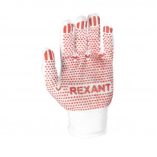 Перчатки х/б нейлоновые с покрытием ПВХ «Точка», белые REXANT