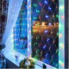 Гирлянда Сеть 1,5х1,5м, прозрачный ПВХ, 96 LED Мультиколор